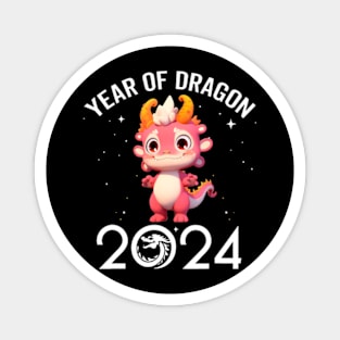 Cute New Year 2024 Tee Kid Girl Boy Year Of The Dragon Fun Magnet